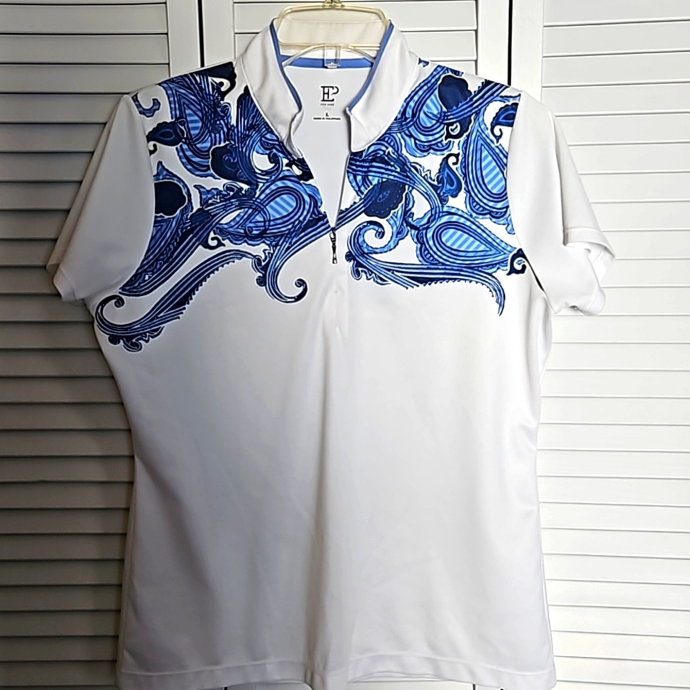EP NEW YORK BLUE PRINT GOLF SHIRT sz L